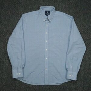 Wool & Prince Shirt Mens Large Blue Slim Fit Long Sleeve Button Down Check